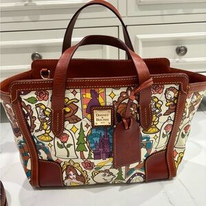 Dooney & Bourke Disney Beauty and the beast Themed Tote with Brown leather